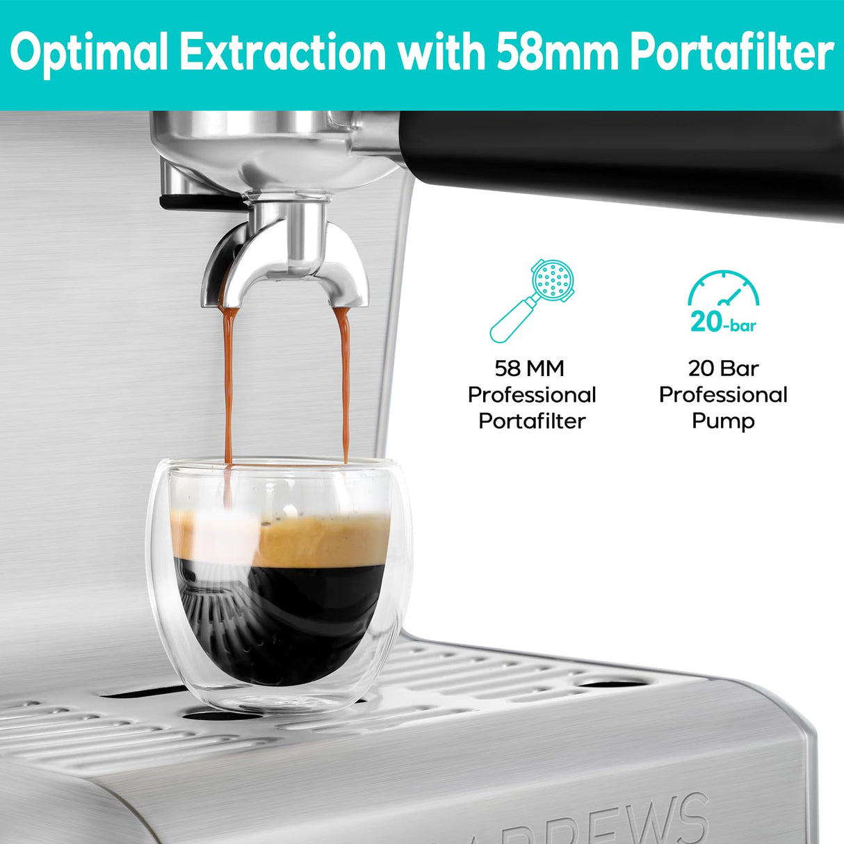 CASABREWS Espresso Machine with LCD Display, Powerful Milk Frother and Customizable Brewing Temperature, Provides Barista-Level Lattes and Cappuccinos CASABREWS