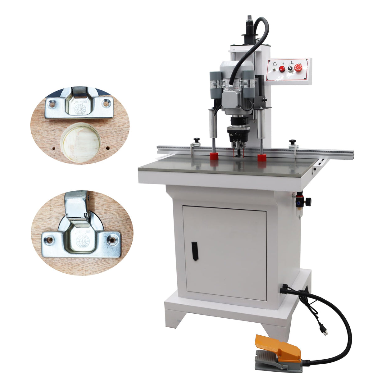 HQHAOTWU Pneumatic Hinge Boring Insertion Machine Single Head Hinge Boring Drill Press Machine Woodworking Hinge Drilling Processing Machine Adjustable Punching Depth 45-9.5 Combined Drill HQHAOTWU