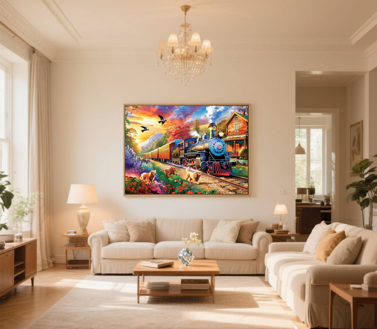 GXGLLPZBY 5D Dogs Diamond Painting Kits for Beginners, DIY Train Diamond Art Kits for Adult, Full Round Diamond Dot Gem Art Kits, Home Wall Decoration 11.8x15.8 Inches GXGLLPZBY