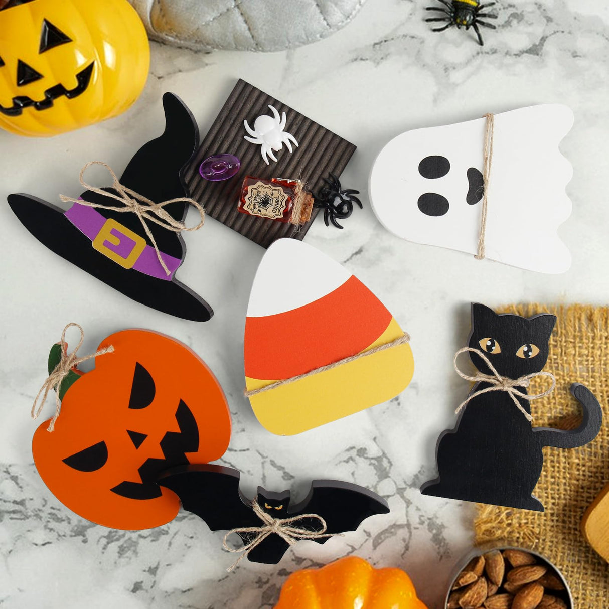 6PCS Halloween Wood Signs, Halloween Tiered Tray Decor, Halloween Decor, Halloween Git For Her, Halloween Day Shelf Personalized Decor, Mantle Decor, Farmhouse Tiered Tray Decor Aiolpy