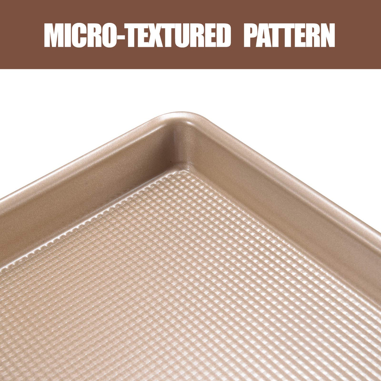 JOHO BAKING Cookie Sheet Baking Pan Set, Professional Baking Sheet for oven Nonstick, 2 Piece Bakeware Set, 9x13in,10x15in, Textured, Gold JOHO BAKING