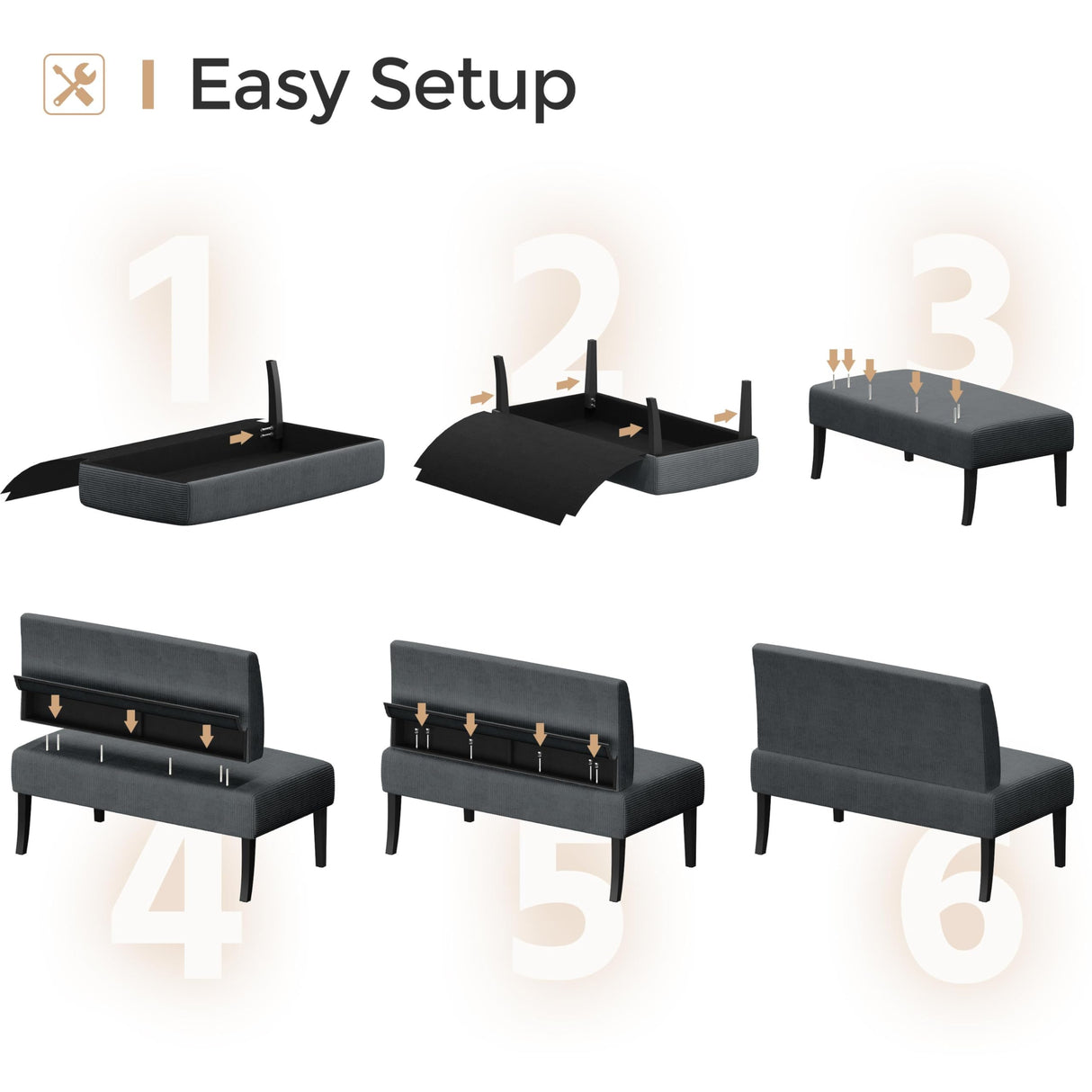 Yaheetech Small Mini Sofa Couch Armless Loveseat Futon for Bedroom, Corduroy Fabric & Easy Assembly, for Small Spaces Living Room,Dorm,Office,Apartment, Dark Grey Yaheetech