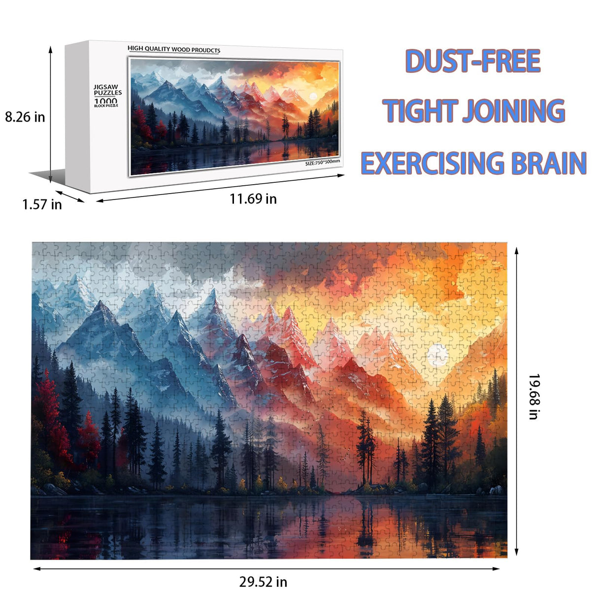 FEIMEIZE Wooden Jigsaw Puzzles for Adults 1000 Piece Puzzle for Adults 1000 Pieces - Forest of Ice and Fire FEIMEIZE