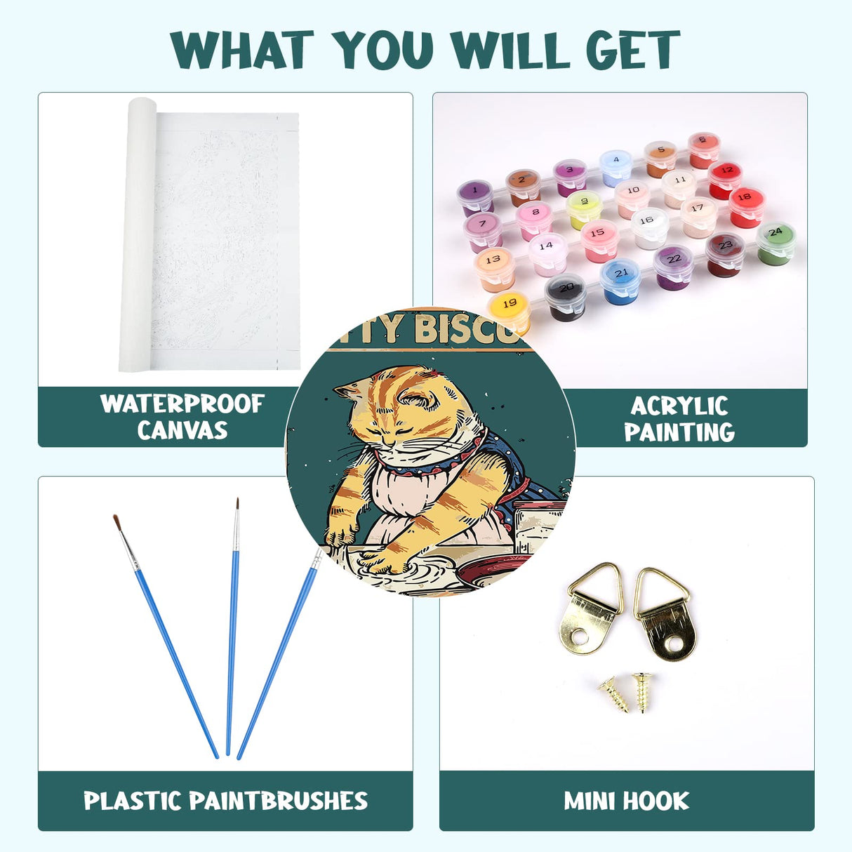 MOGTAA Inspirational Paint by Numbers, Cat Oil Painting Kits for Adults Kids, DIY Inspirational Paint by Numbers on Canvas Drawing Paintwork with Paintbrushes Acrylic Pigment for Home Decor (40x50cm) MOGTAA