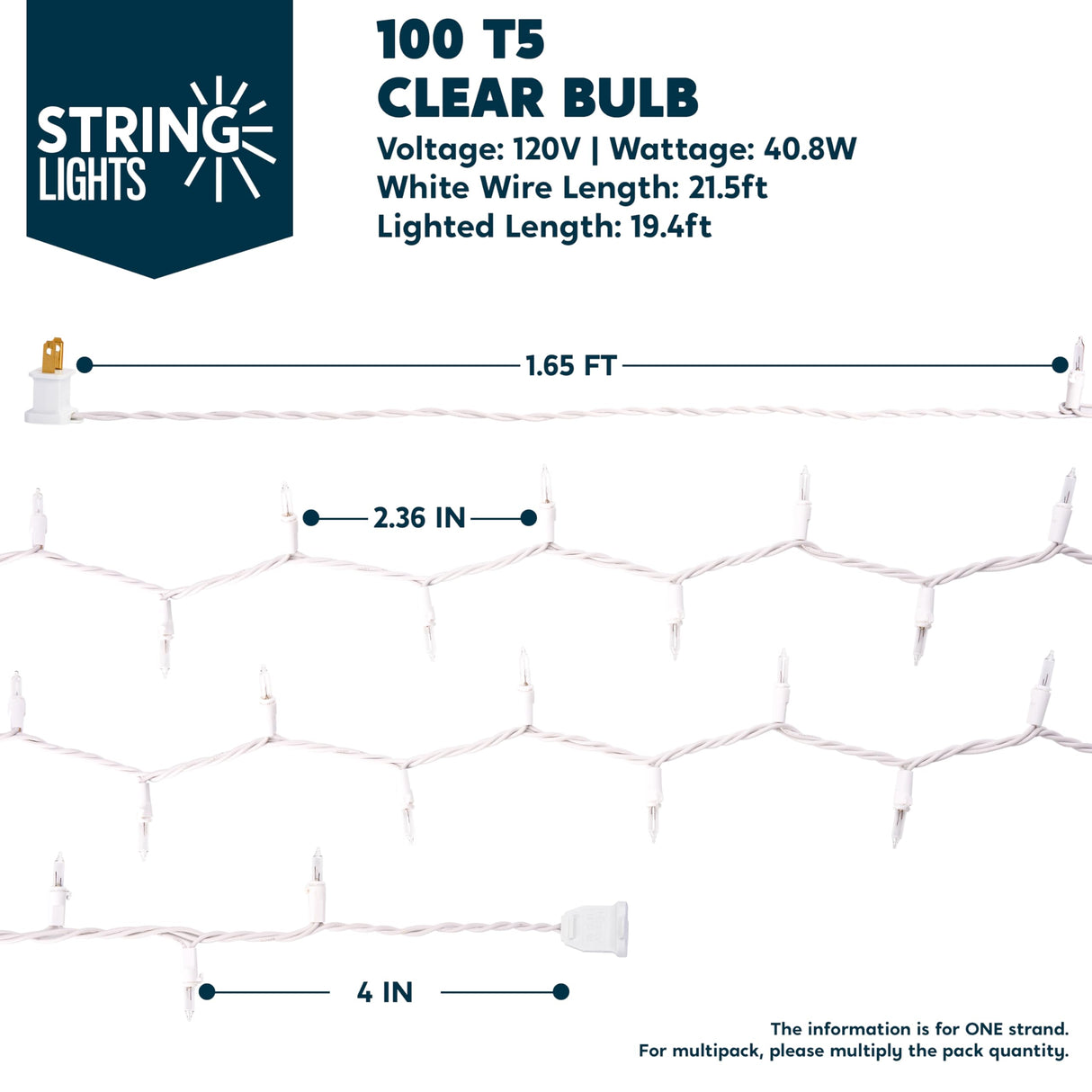 JOIEDOMI Christmas String Lights Indoor,100 Count Mini Warm Fairy Light,21.5FT Lighting Decor for Patio Dorm Classroom Bedroom Holiday Wedding Party Garland Birthday Festival Valentines Day,White Wire Joiedomi