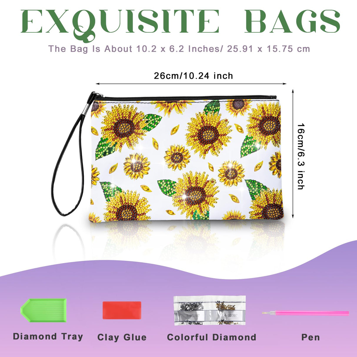 Kigley 4 Pcs Diamond Art Purse Sunflower Diamond Painting Bags and Purses Coin Purse Kits for Adults 5D DIY Summer Wristlet Handbag Makeup Bag with Zipper for Graduation Birthday Gift Kigley