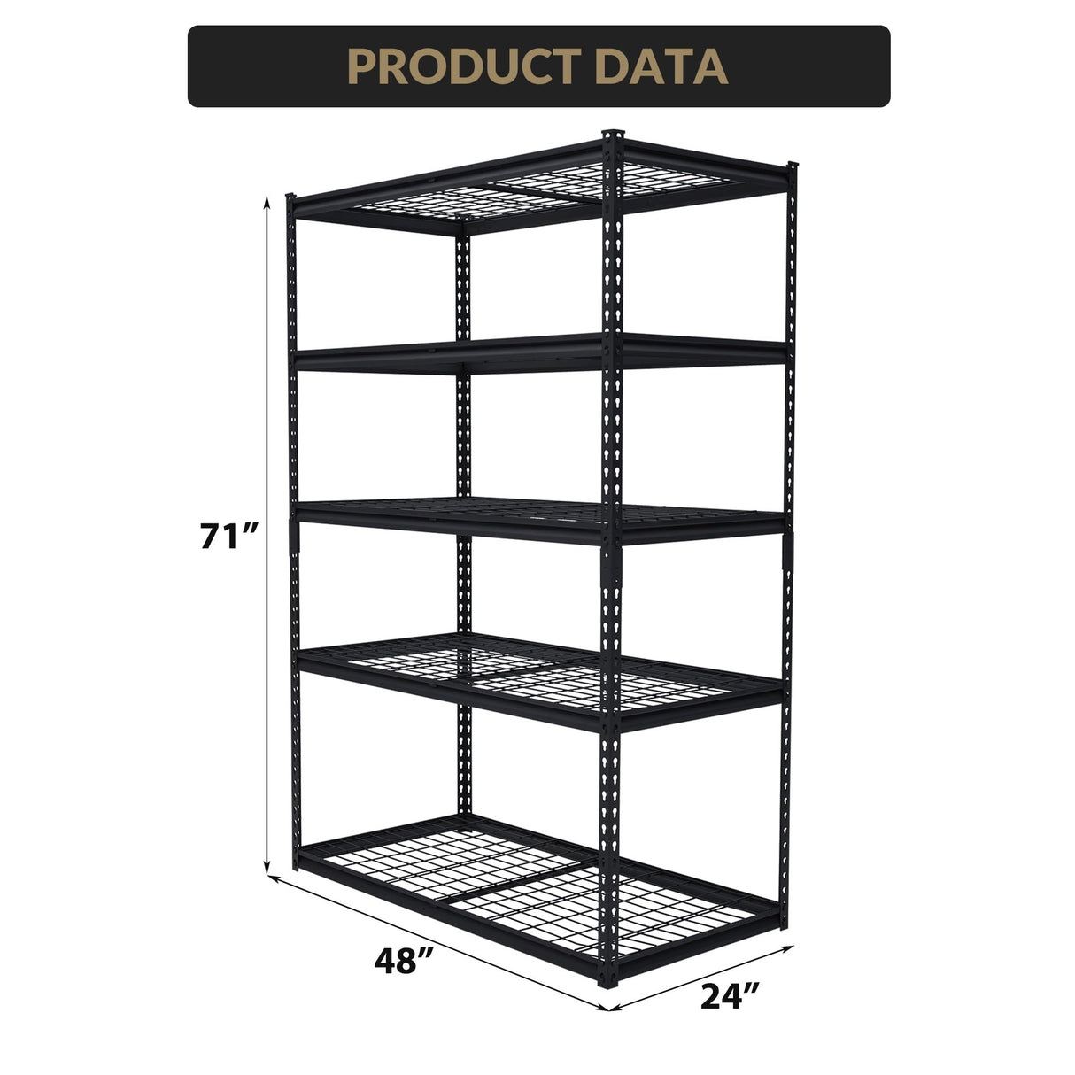 GarveeTech Heavy Duty Garage Shelving Unit, 48 in L x 24 in W x 72 in H Adjustable Storage Shelves, 2500 LBS Load Capacity, Durable Metal Shelves for Garage Organization, Basement, Workshop GarveeTech