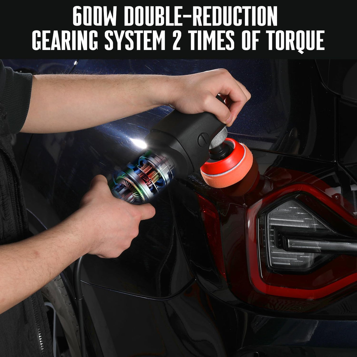 AUTIWOZ Mini Buffer Polisher 600W Rotary Polisher Machine, 6 Variable Speeds, Car Polisher with 33Pcs Polishing Kit, 75mm,100mm,140mm M14 Thread Extension Shaft for Car Detailing and Waxing AUTIWOZ