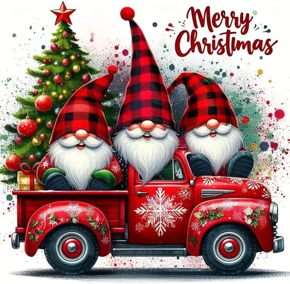 DYAIANGMU Christmas Paint by Numbers Kit for Adults Beginner,Gnome Paint by Number Kits on Canvas for Adults Beginner,Digital Oil Painting Kits for Home Wall Decor 15.7X15.7 Inch (with Frame) DYAIANGMU