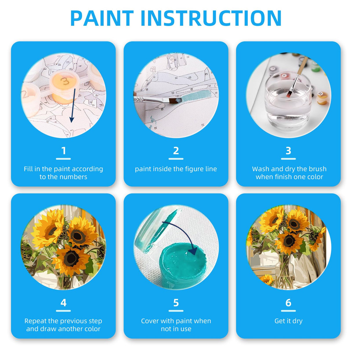 EFOTIML Paint by Numbers Kit for Adults Beginners & Kids Ages 8-12,1 Pack 16x20 inches Canva for Painting Kits for Adults in Colorful Box(Without Frame)- Bottled Sunflowers EFOTIML