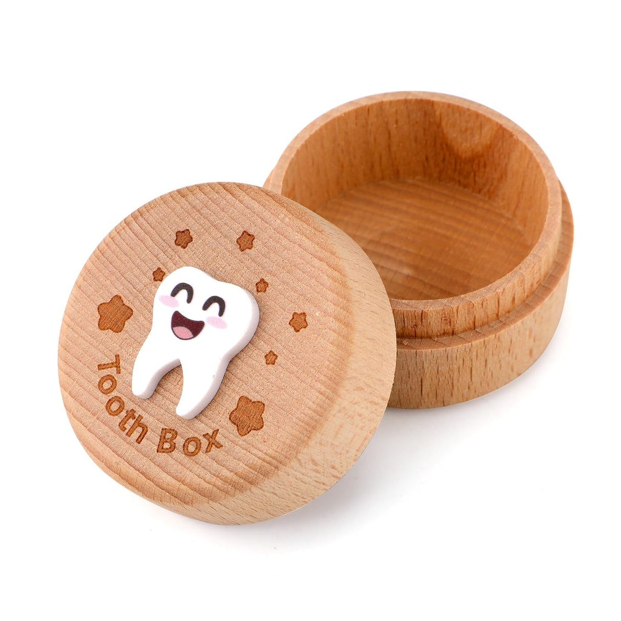 3D Carved Fairy Box, Wood Tooth Storage Box for Lost Teeth Container Cute Tooth Holder for Boys Girls Kids Birthday (Boys) PEUTIER