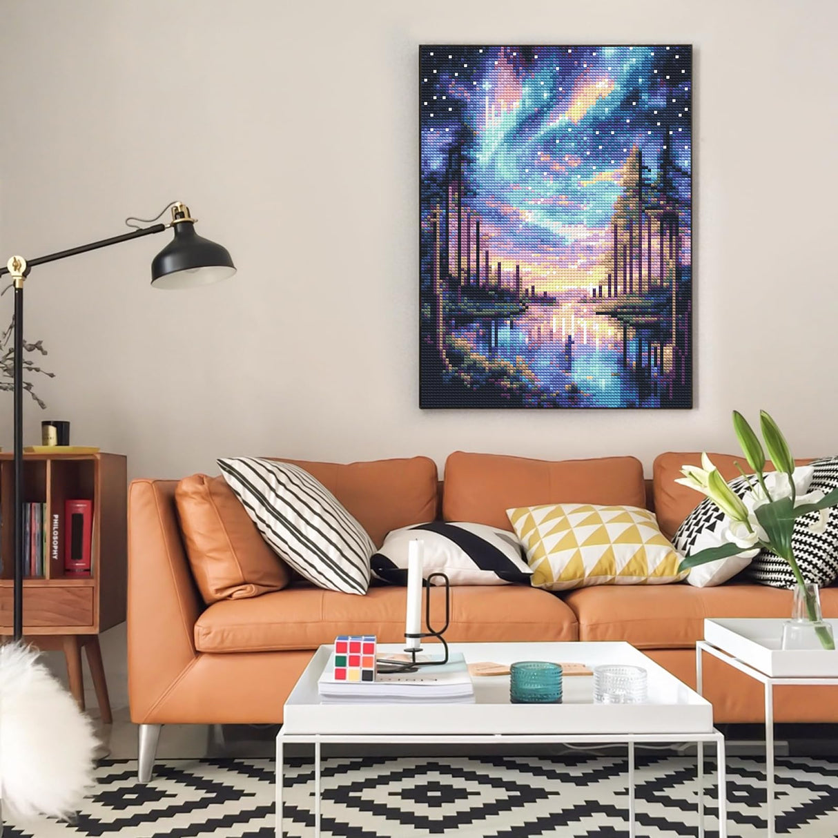 Offito Starry Sky Diamond Art Kits for Adults, 5D Aurora Lake Diamond Painting Kits for Beginners, Fantastic Landscapes DIY Full Drill Dots Gem Art Paint for Home Wall Decor 12 x 16 Inch Offito