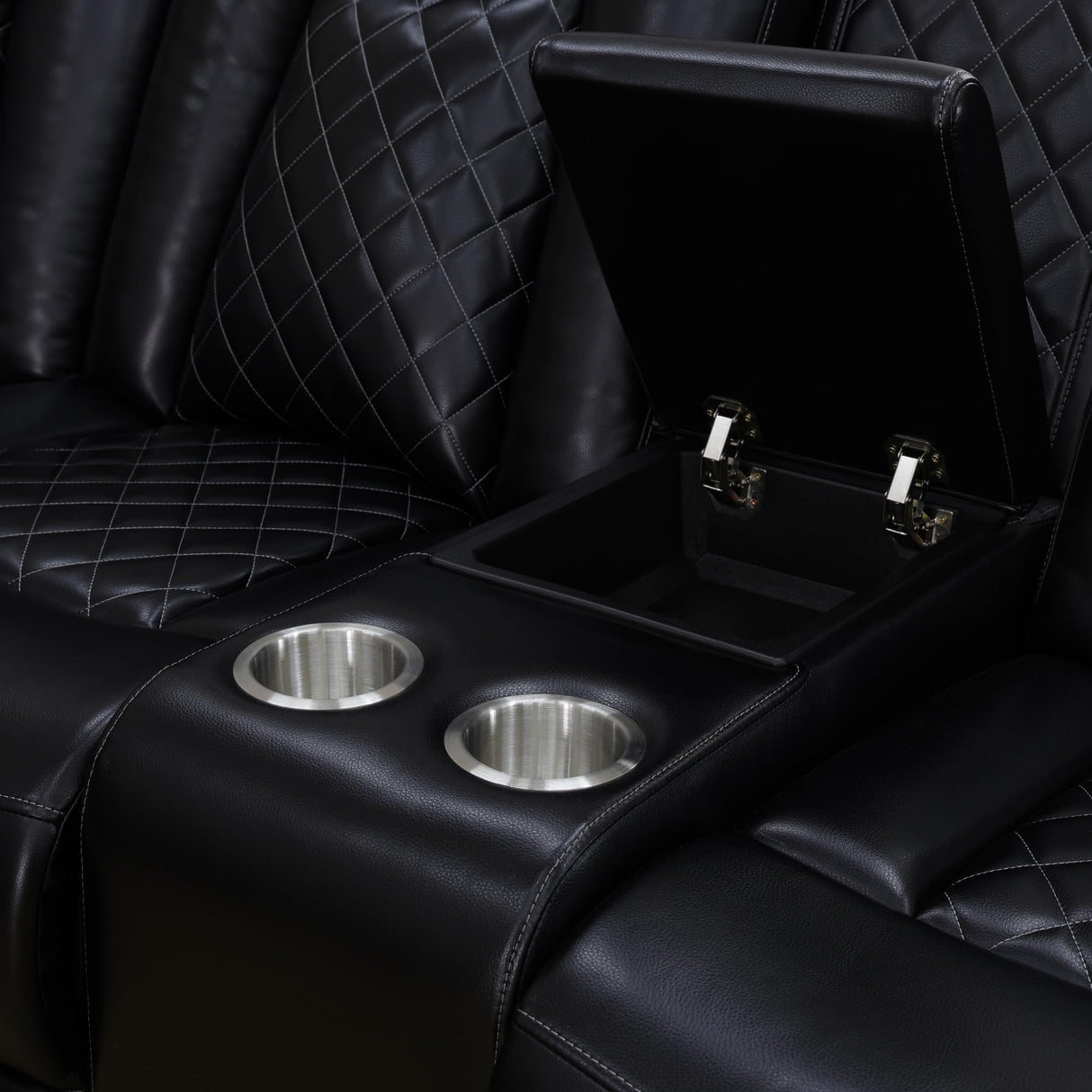 JBXBER Power Recliner Sectional Sofa Set for Living Room, Leather Recliner Sofa Sets, L-Shaped Corner Sectional Couch Sets with LED Lights, Console Storage(Sectional,Black) JBXBER