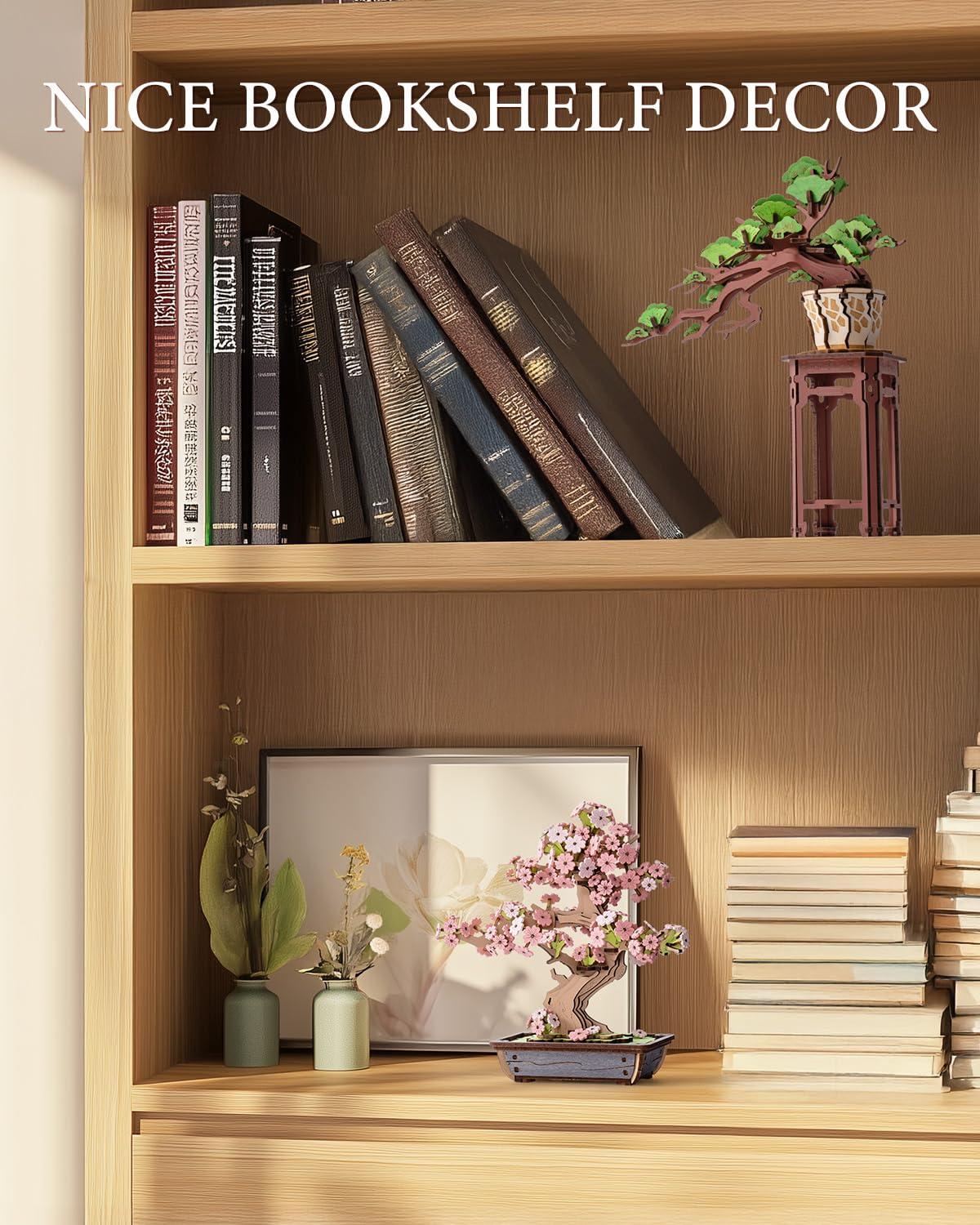 ROBOTIME Sakura Bonsai 3D Puzzles Wooden Artificial Cherry Blossom Tree DIY Model Building Kit for Home Decoration and Office Art Creative Gifts ROBOTIME
