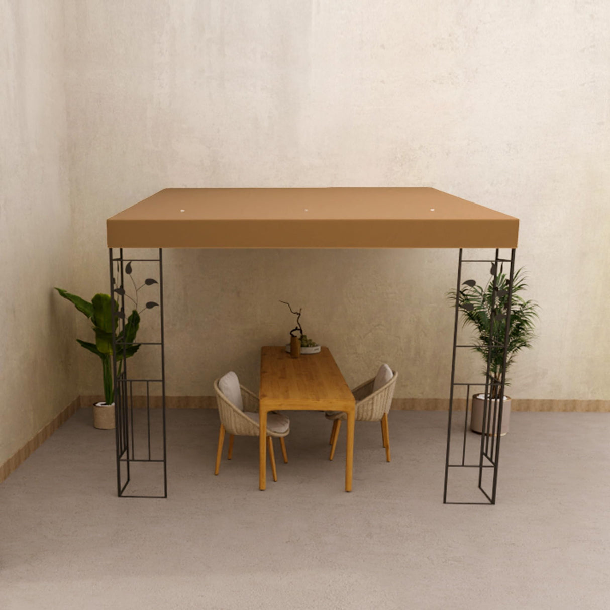 Outsunny 10' x 10' Outdoor Pergola Canopy, Metal Patio Canopy with Weather-Resistant Fabric and Drainage Holes for Backyard, Garden, Porch, Beach, Coffee Outsunny