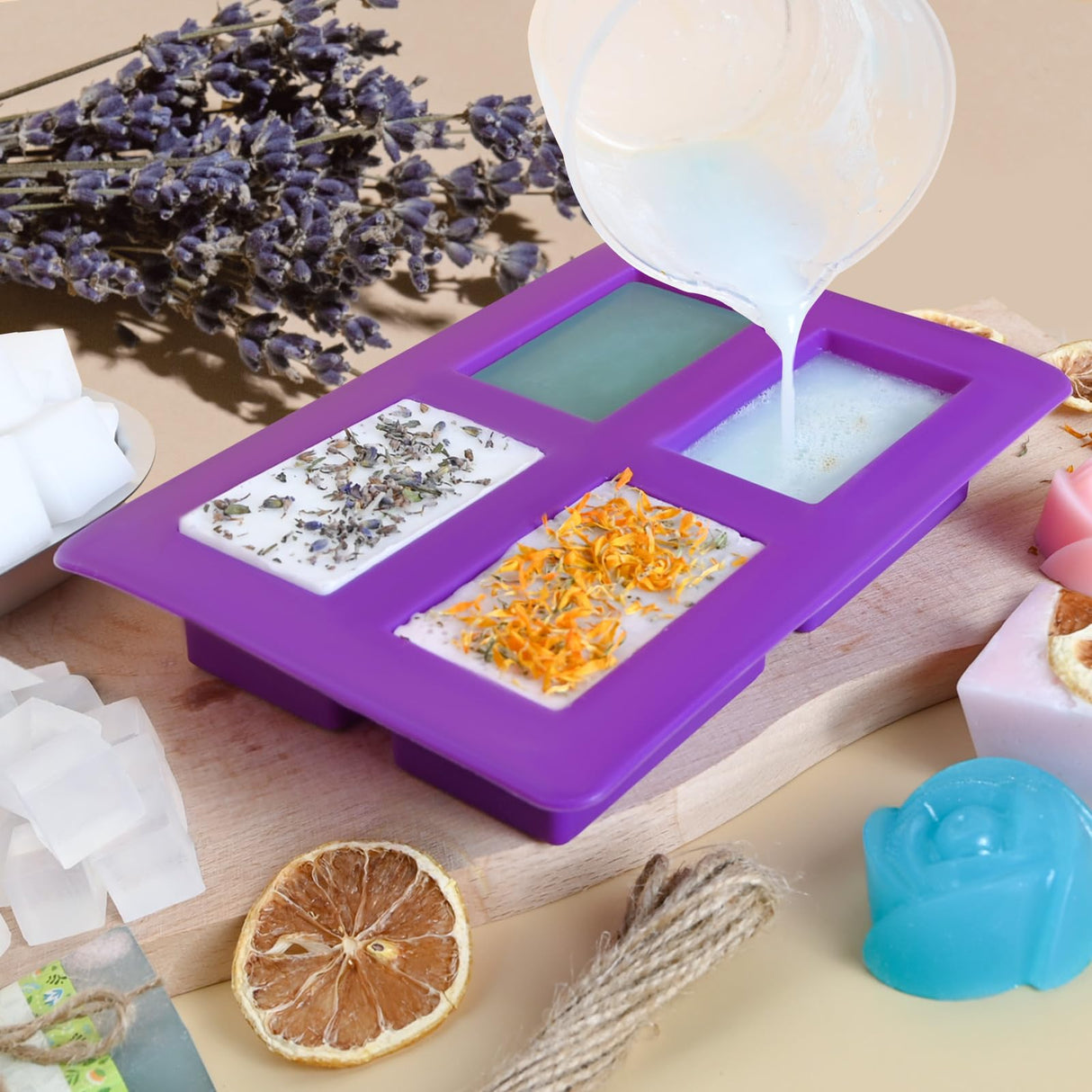 Jcoos Soap Making Kit, Soap Making Kit for Adults, Kids - Shea Butter Glycerin Melt and Pour Base, Molds, Dye, Fragrances, Dried Flowers, DIY Craft for Kids Beginners Girls, Gift Boxes for Women Jcoos