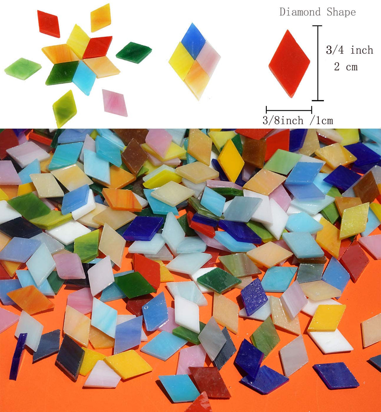 Lanyani 1050 Pieces Mixed Shapes Glass Mosaic Tiles for Crafts, Colorful Stained Glass Pieces for Mosaic Projects Lanyani