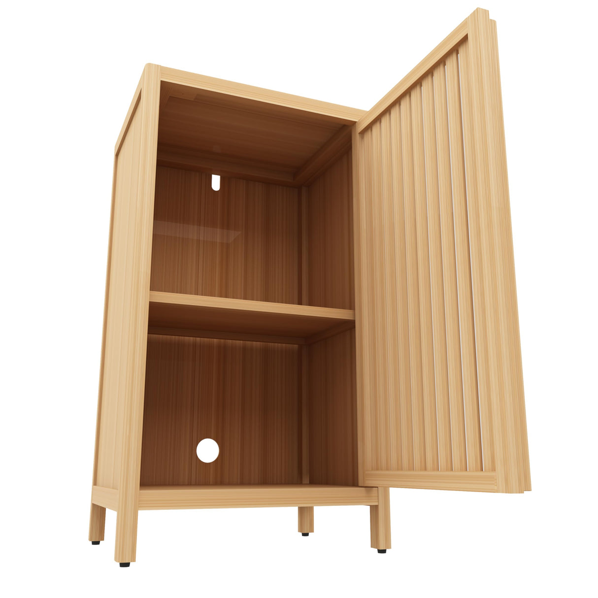 Ball & Cast Bamboo Storage-Cabinet, Bathroom Freestanding Cabinet with Slat Door,Multi-Purpose Bamboo-Floor Organizer for Entryway Living Kitchen Entryway, Natural Ball & Cast