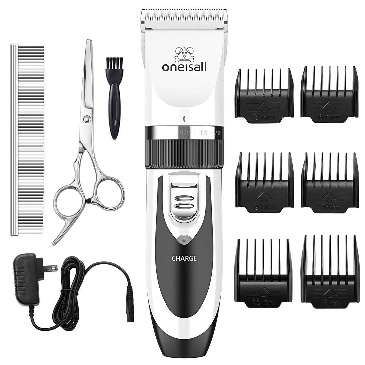 oneisall Dog Clipper Low Noise, Dog Grooming Kit with Rechargeable, Dog Shaver Cordless Electric Quiet Hair Clipper Set for Dog Cats Pets(White) oneisall