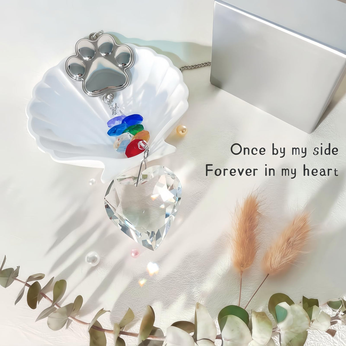 Pet Memorial Gifts for Dogs Cat: Loss of Dog Sympathy Gift- Rainbow Bridge Heart Shape Crystal Suncatcher, Pet Remembrance Ornament in Memory of Puppy, Thoughtful Passing Away Sympathy Keepsake Cynlsum