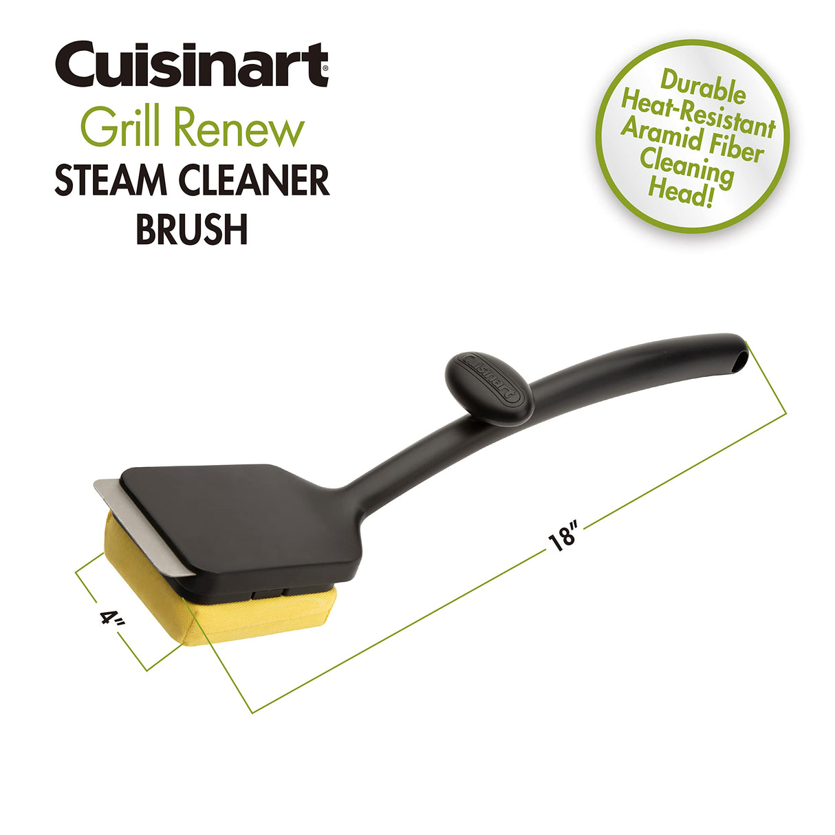 Cuisinart CCB-1000 Grill Renew Steam Cleaner Brush, Safe and Effective Barbecue Cleaning Brush, Replaceable Head, Aramid Fiber Fabric Cuisinart
