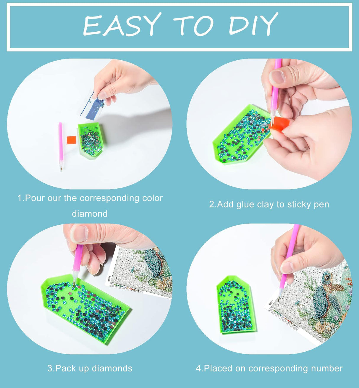 5D Sea Turtle Diamond Painting Kits for Kids Beginners with Wooden Frame,Full Round Drill Cute Turtle Diamond Art Kits for Children Girls Boys Ages 8-12,DIY Kid Big Gem Art,Home Wall Decor 6x6 Inch CHWGLFGG