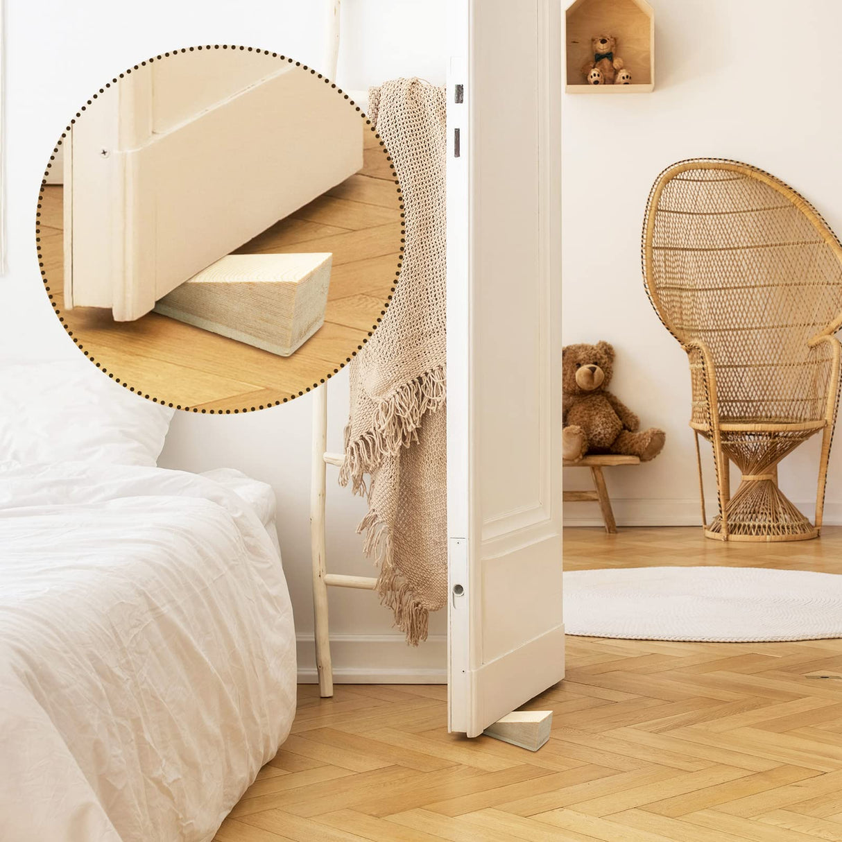 6 Pcs Wooden Door Stopper Wedge Non Slip Firefighter Wood Door Stopper Wedge for Most Surfaces Solid Block Amyhill