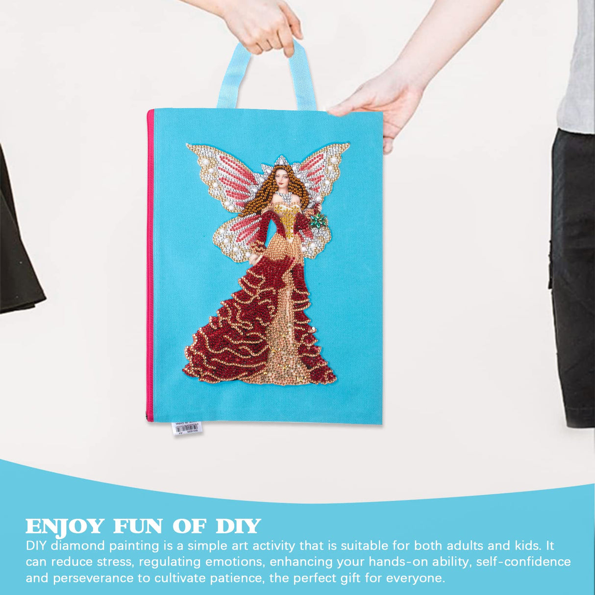 antor Diamond Painting Kits for Adult Stationery Bag Handbag with Chain 5D DIY Rhinestone Arts Craft Makeup Bag Canvas Tote Bag Diamond Art for Office Home Butterfly Fairy Pattern antor