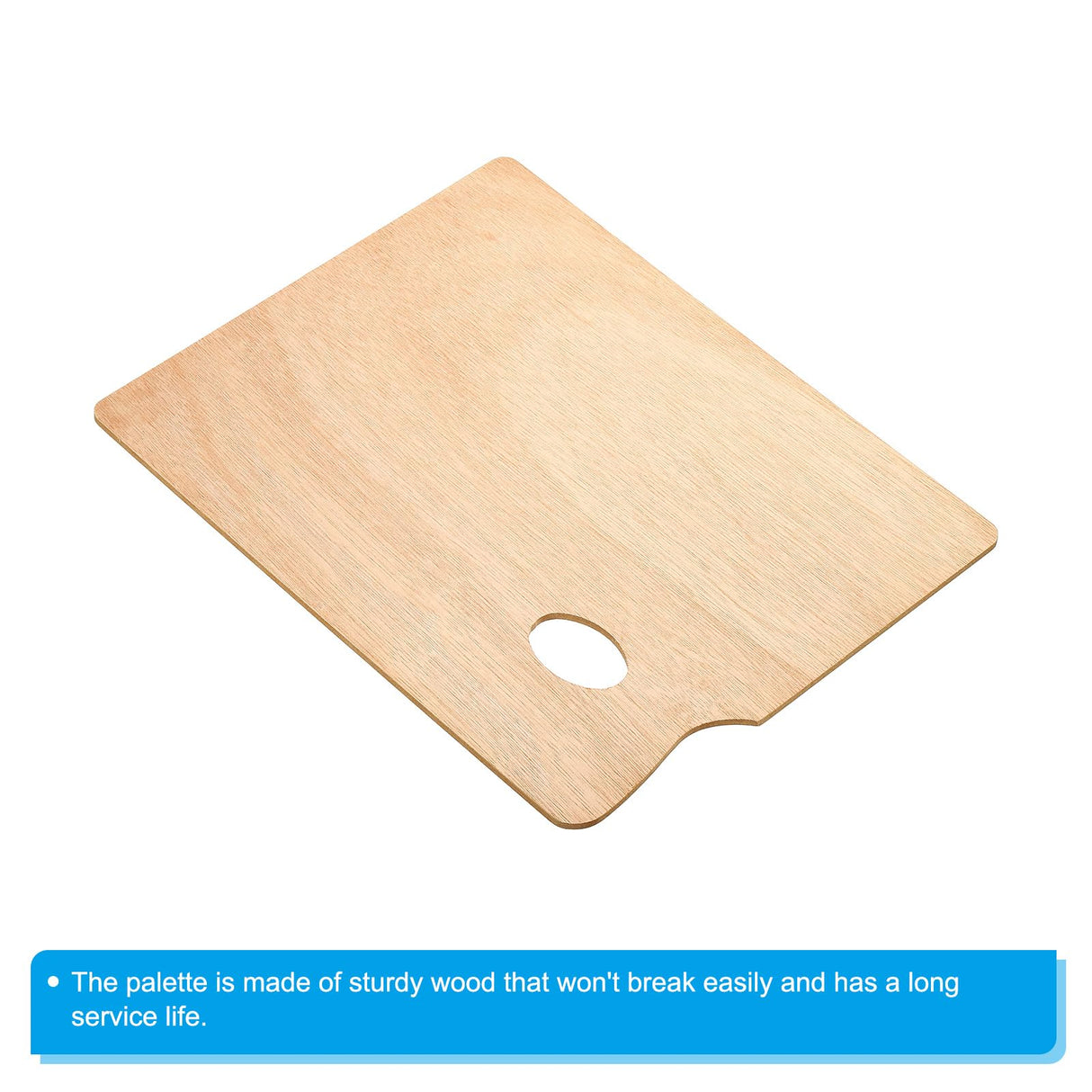 PATIKIL 9"x12" Wooden Paint Palette, 2 Pack Wood Painting Palette Color Mixing Square Paint Tray Palette with Thumb Hole for Oil Watercolor Artist, Wood Color PATIKIL