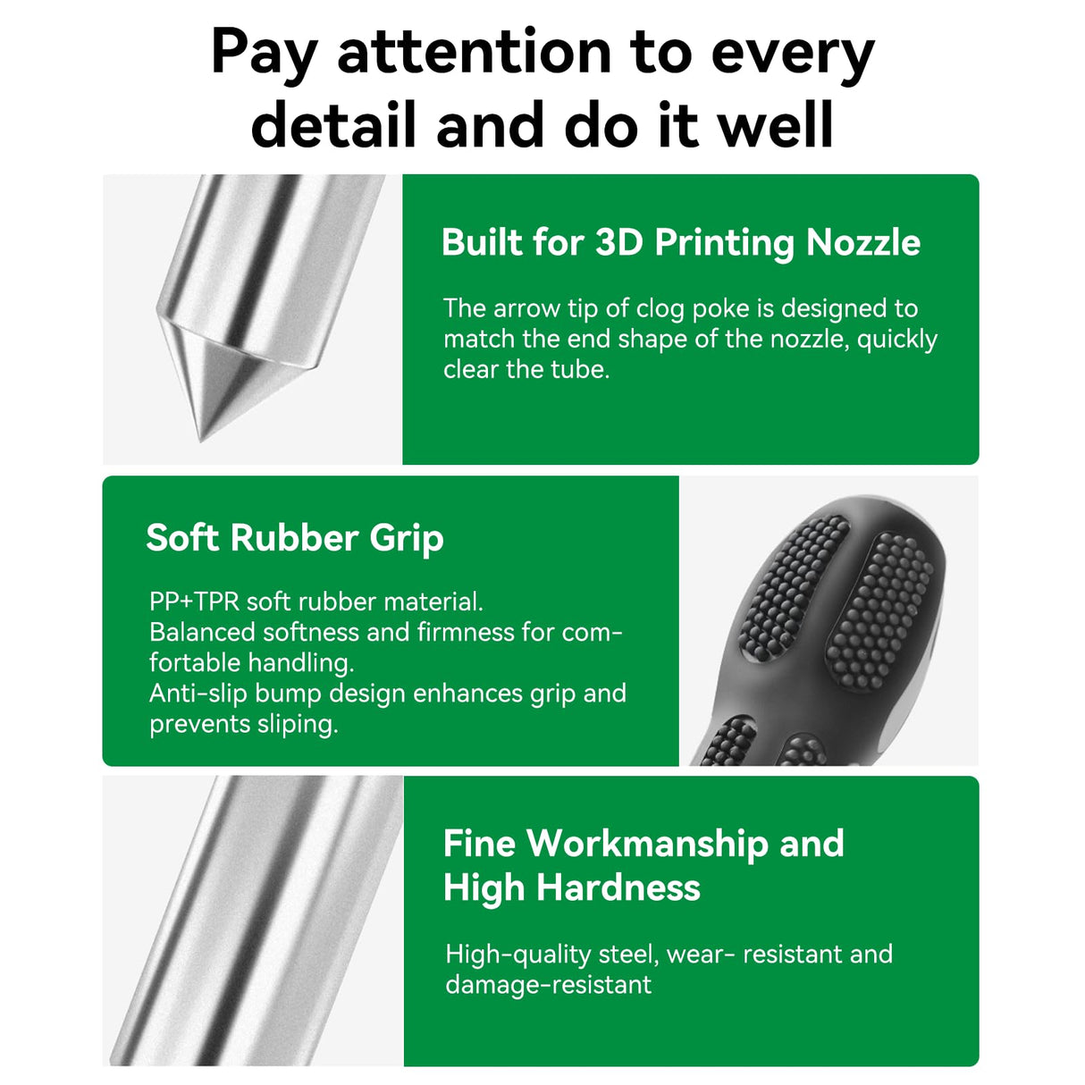 Creality Clog Poke,3D Printer Nozzle Cleaning Kit,Φ1.5mm L210mm Prolong Throat Piercing Needle 3D Printing Tool for 1.75mm Nozzles,Clean Hotend without Disassembly,Unclog in Seconds,More Thoroughly ENOMAKER