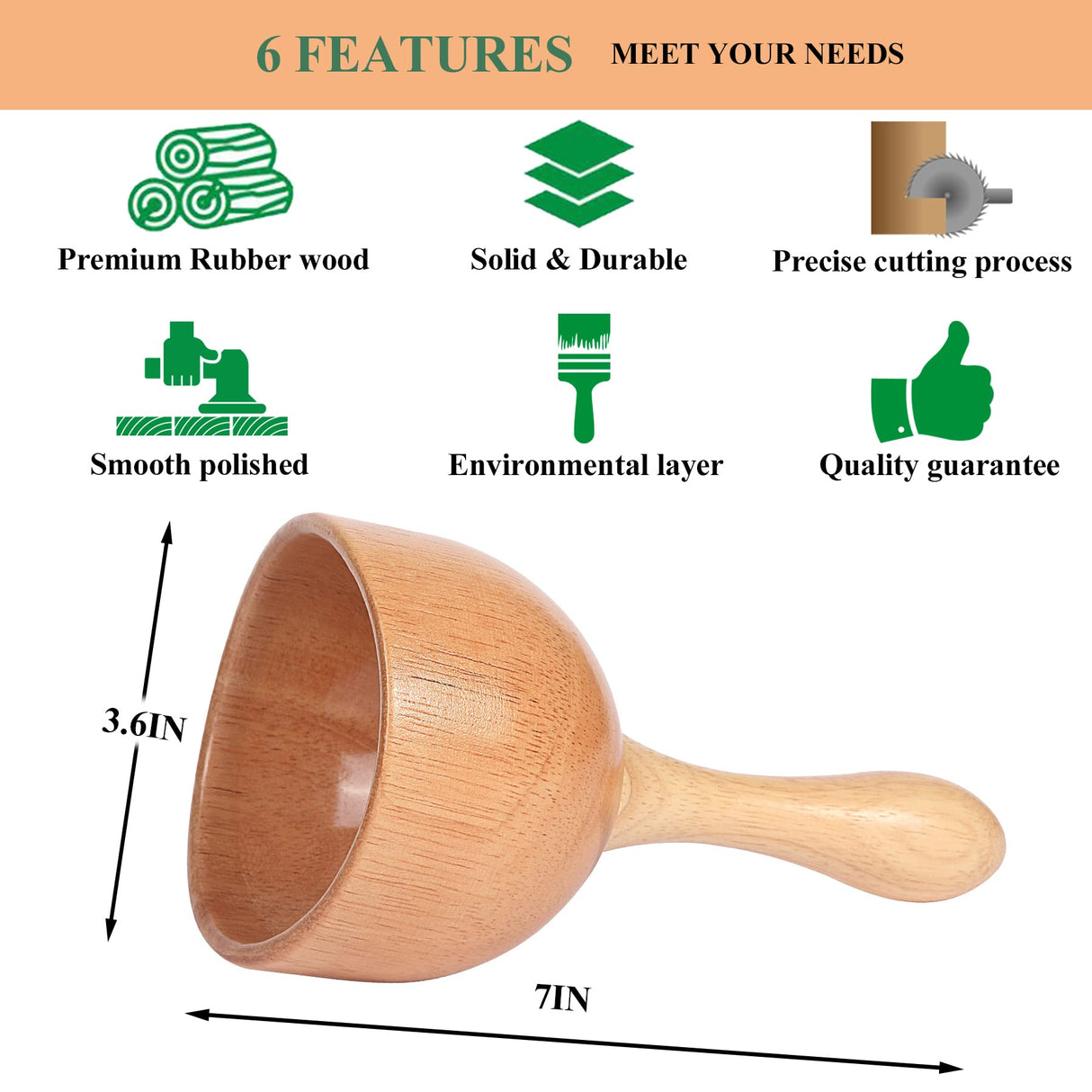 Komogir Handhleld Wood Swedish Cup Wooden Massager Wood Therapy Massage Tool Body Sculpting Tools for Maderoterapia,Lympahtic Drainage,Anti-Cellulite,Muscle Pain Relief -1 Piece-Rubber Wood Komogir