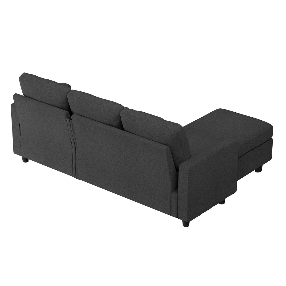 HONBAY Convertible Sectional Sofa, L Shaped Couch with Reversible Chaise for Small Space, Black HONBAY