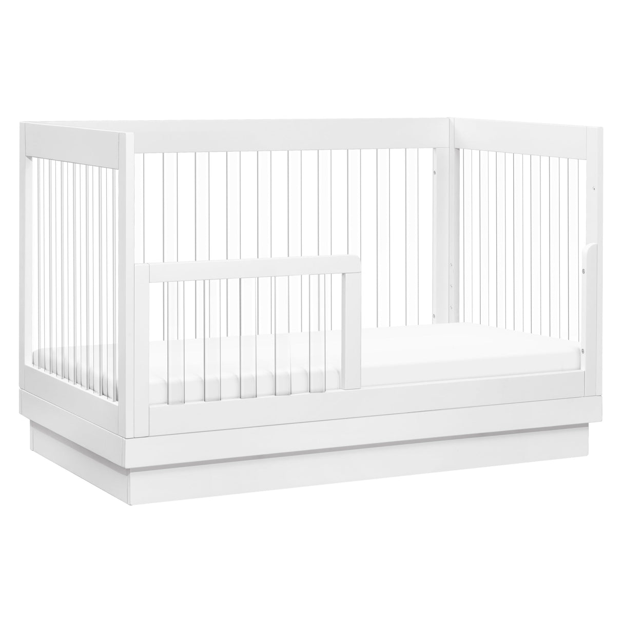 Babyletto Harlow Acrylic 3-in-1 Convertible Crib with Toddler Bed Conversion Kit in White with Acrylic Slats, Greenguard Gold Certified babyletto