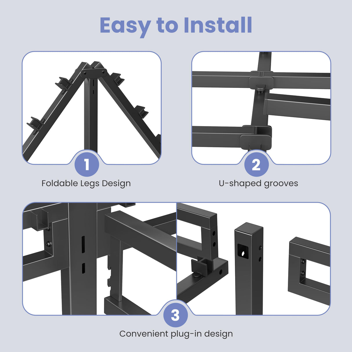 NKZ 18 Inch King Size Bed Frame, Metal Bed Frame & Box Spring 2 in 1 Platform with Round Corner Legs, 4000Lbs Heavy Duty Metal Frame, Mattress Slide Stopper, Headboard Hole, Noise-Free, Easy Assembly NKZ