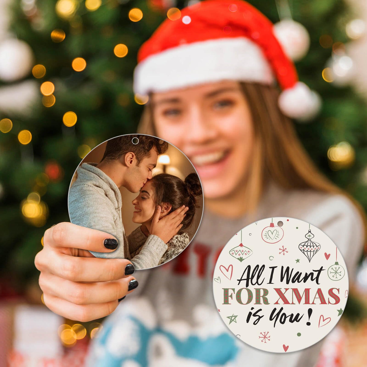 Caffox 3" Metal Sublimation Ornament Blanks Bulk, 24 Pieces Round Sublimation Blanks for Christmas Decorations and DIY Crafts Caffox