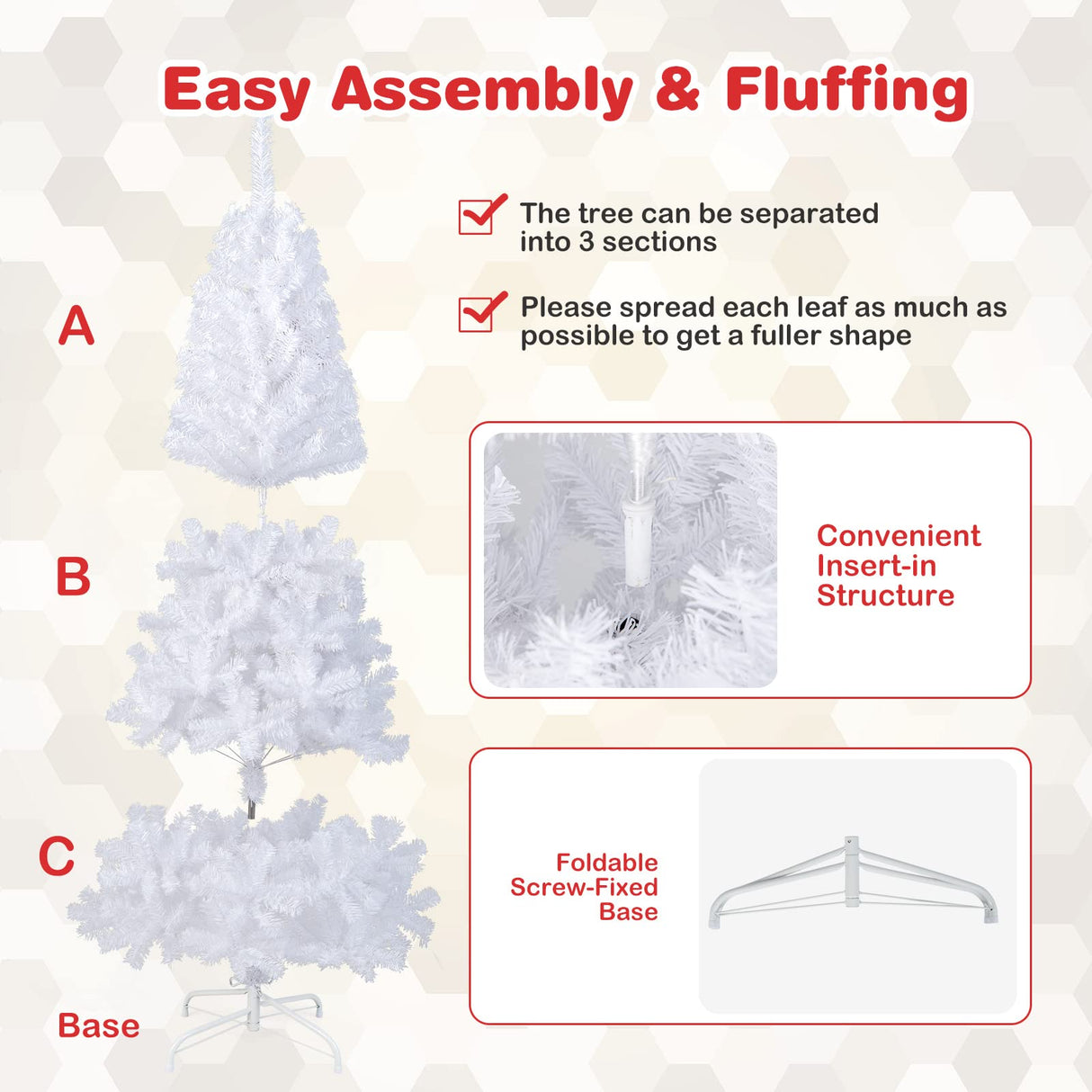 COSTWAY 6Ft-Artificial-PVC-Christmas-Tree-W-Stand-Holiday-Season-Indoor-Outdoor-White COSTWAY