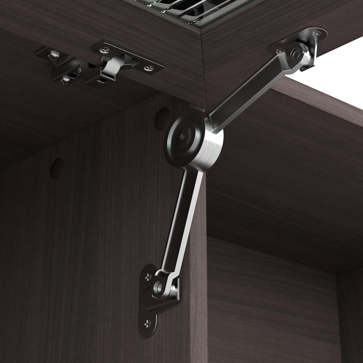 Bush Furniture Cabot 60W Desk Hutch with Shelves and Cabinet in Heather Gray Bush Business Furniture