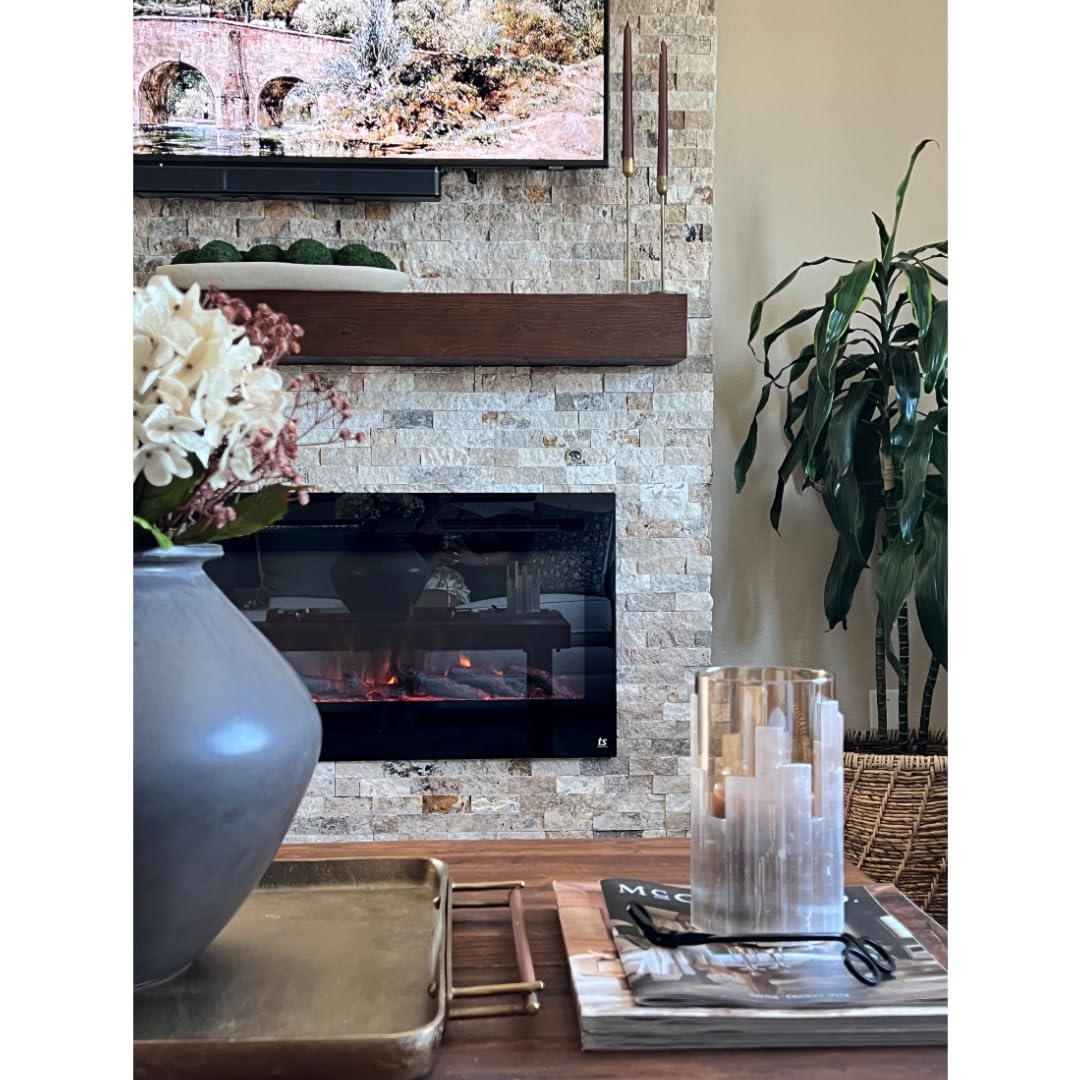 Touchstone Encase Fireplace Mantel- Wall Mounted 60 Inch Floating Shelf- Rustic, Solid Wood Farmhouse Style Mantel Shelf for Electric Fireplaces - 60 Inch x 8 x 4.75 Unfinished - 90006 Touchstone