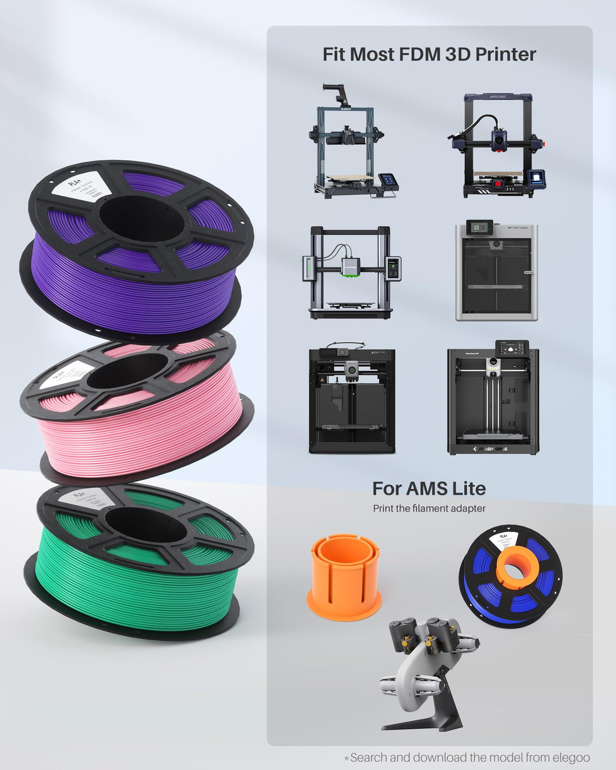 ELEGOO PLA+ Filament 1.75mm Black 1KG, High Toughness PLA Plus 3D Printer Filament Dimensional Accuracy +/- 0.02mm, 1kg Spool(2.2lbs) for Most FDM 3D Printers ELEGOO