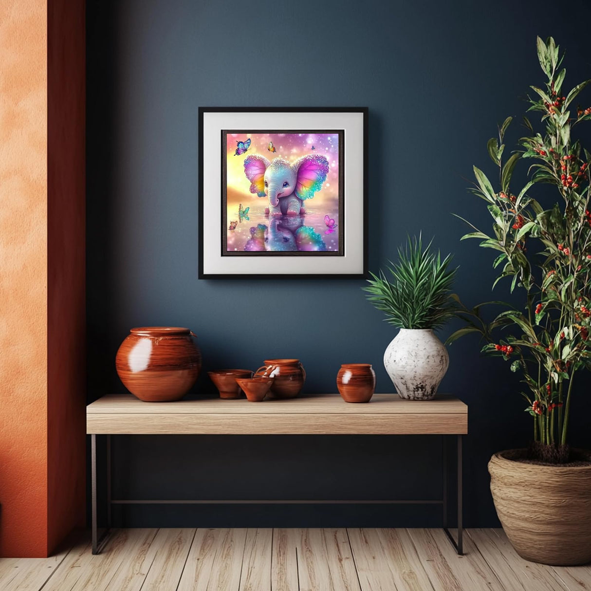 Diamond Art Kits for Adults Beginners,5D Full Round Drill Elephant Butterfly Diamond Painting Kit,DIY Diamond Dot Gem Art for Home Decor Christmas Gift 12x12 Inch DIYDECORFUN