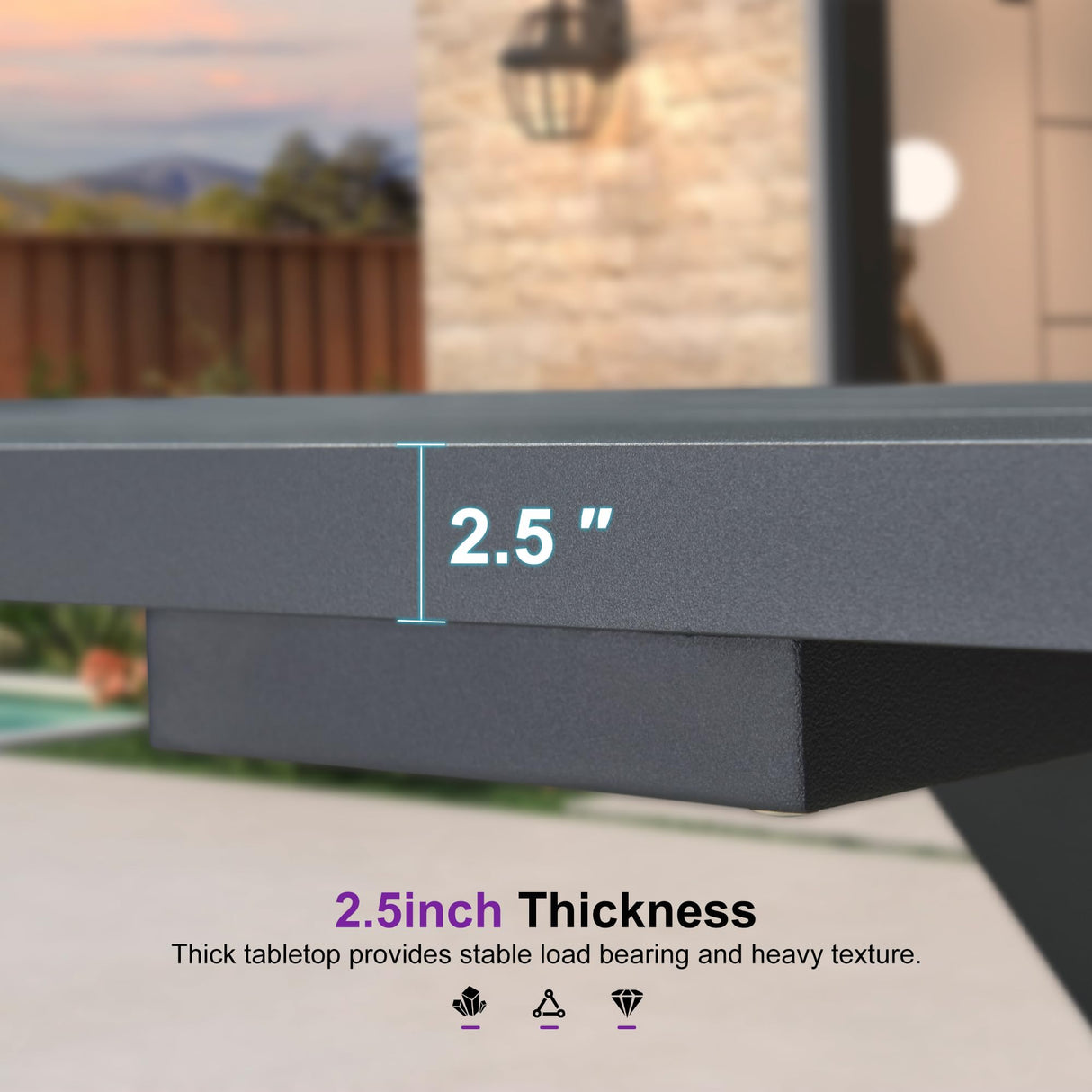 PURPLE LEAF Outdoor Dining Set for 8 All-Weather 9 Piece Patio Aluminium Dining Large Square Table and Rope Weave Chairs Included Cushions for Backyard Decor Kitchen Patio Furniture Set Grey and Navy PURPLE LEAF