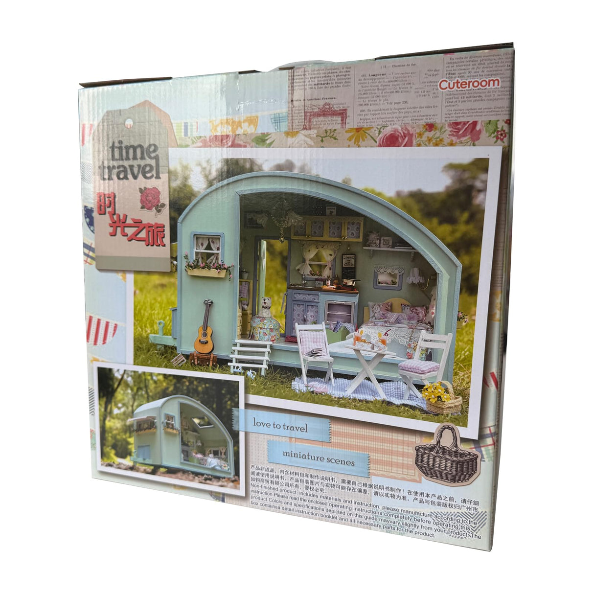 CUTEROOM DIY Miniature Wooden Caravan Dollhouse Kit with Furniture - Creative Mini Doll House Craft for Adults, Teens - Perfect Christmas Birthday Gift CUTEROOM