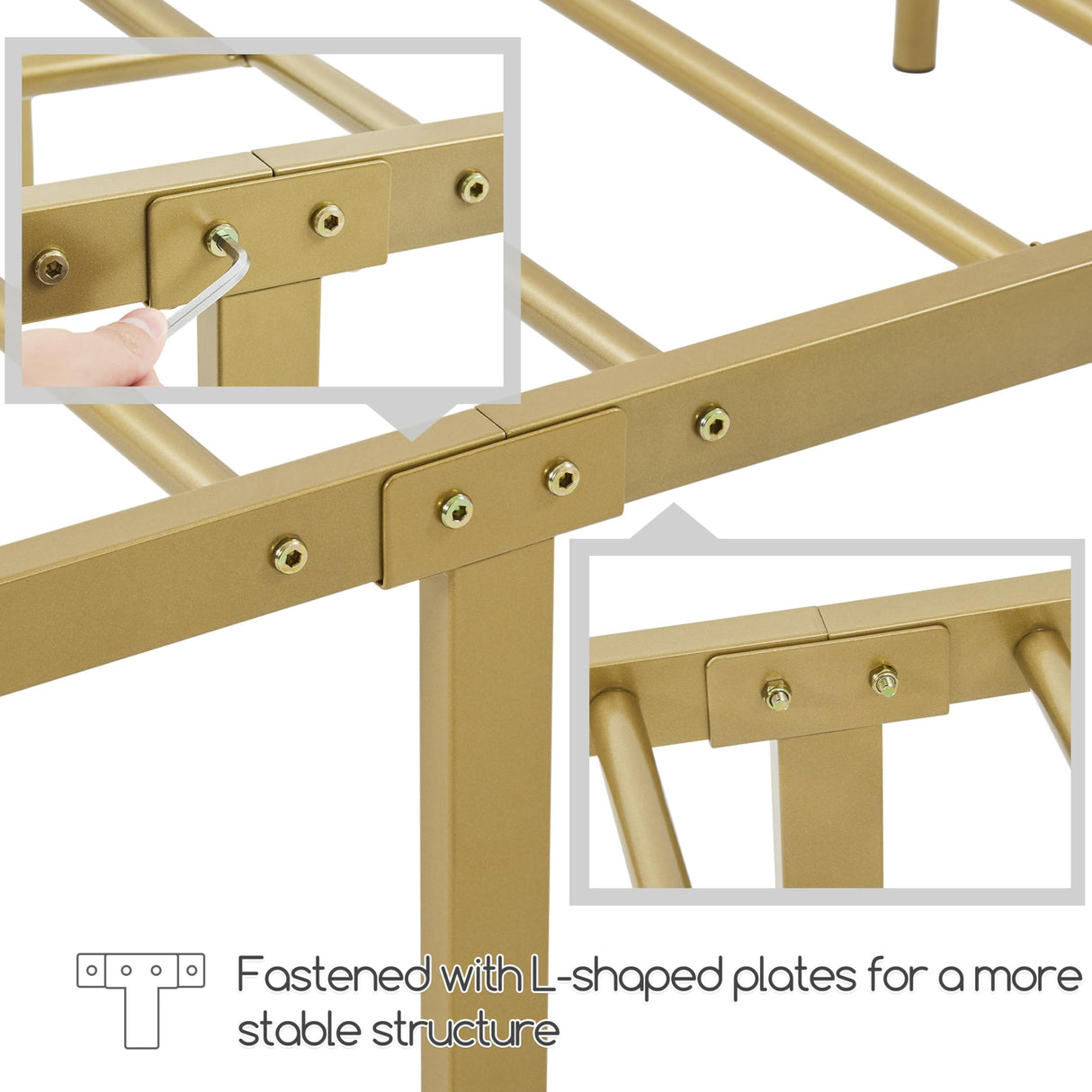 Yaheetech Twin Bed Frames Metal Platform Bed with Victorian Style Wrought Iron Headboard and Footboard/Easy Assembly/No Box Spring Needed/Antique Gold Twin Bed Yaheetech
