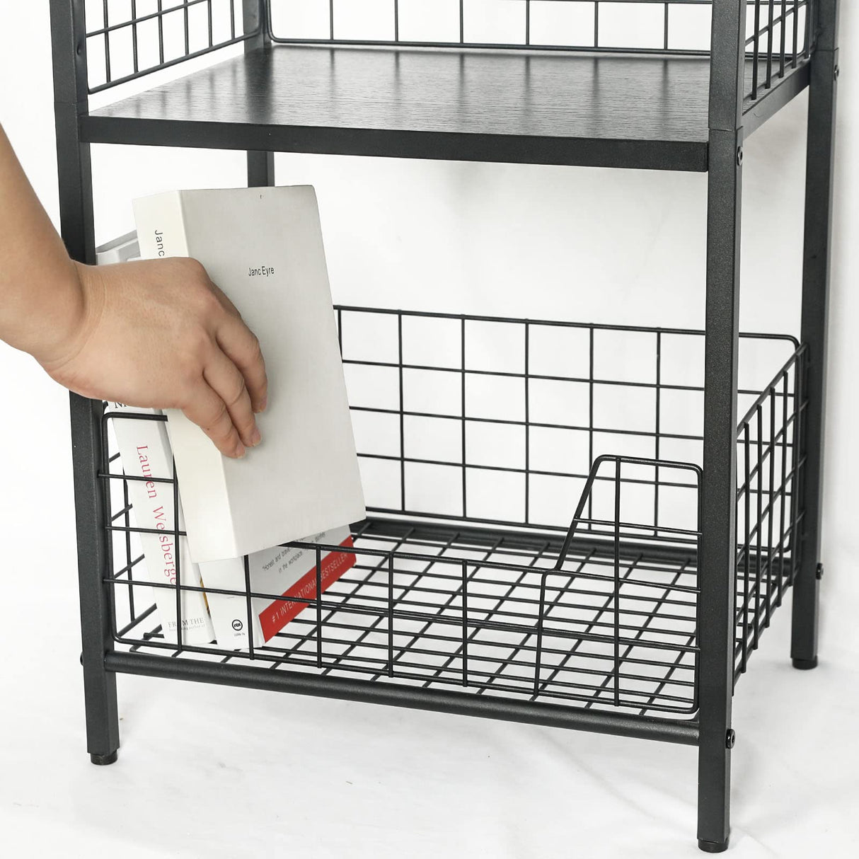 X-cosrack Side Table, Small End Table Record Player Stand with Storage, Vinyl Record Storage Night Stand for Living Room, Bedroom,Office(Patent Pending)(Black) X-cosrack