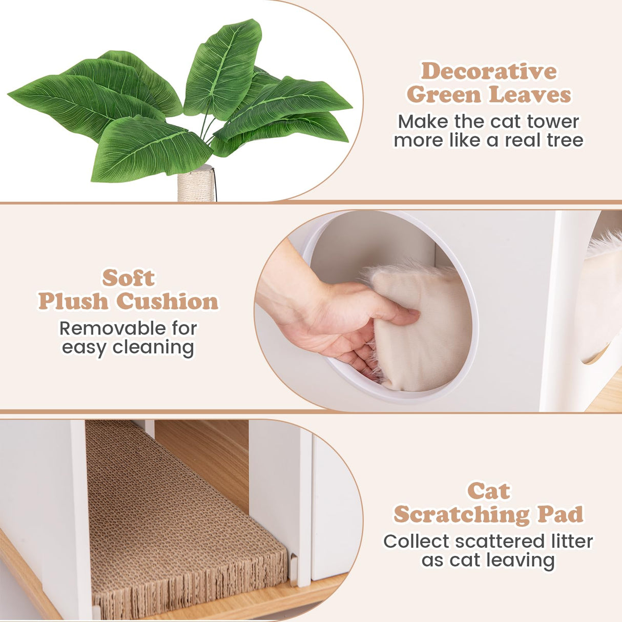 Tangkula Cat Tree with Litter Box Enclosure, 2-in-1 Cat Tower with Condo, Sisal Scratching Posts, Hanging Rope, Dangling Balls, Scratching Pad, Hidden Litter Box Furniture for Indoor Cats (White) Tangkula