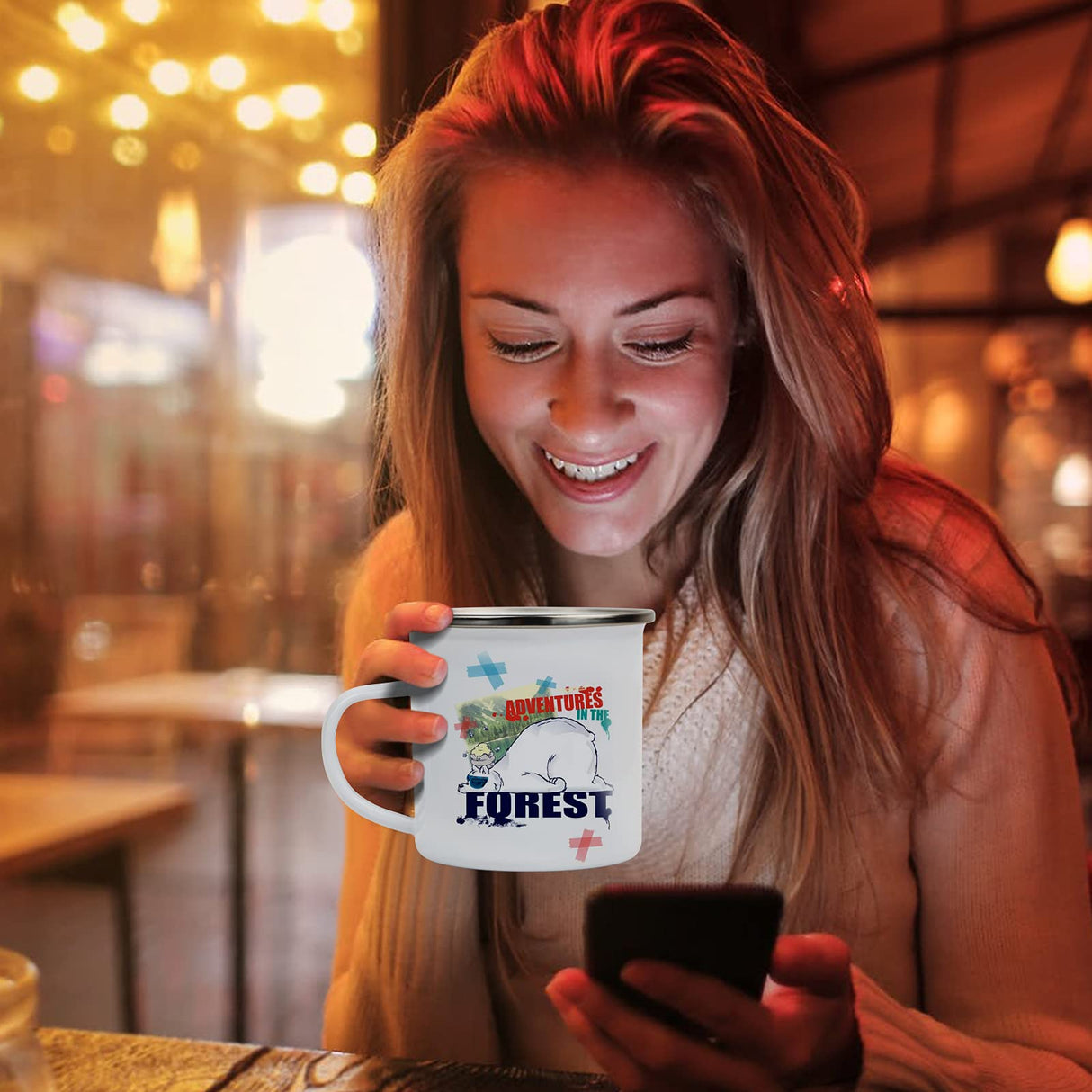 MAIKESUB 4 Pcs Sublimation Blank White Enamel Mug 12 OZ with Silver Rim Camping Travel Coffee Metal Mug Can be used as a gift for Christmas Thanksgiving Mother's Day Father's Day MAIKESUB