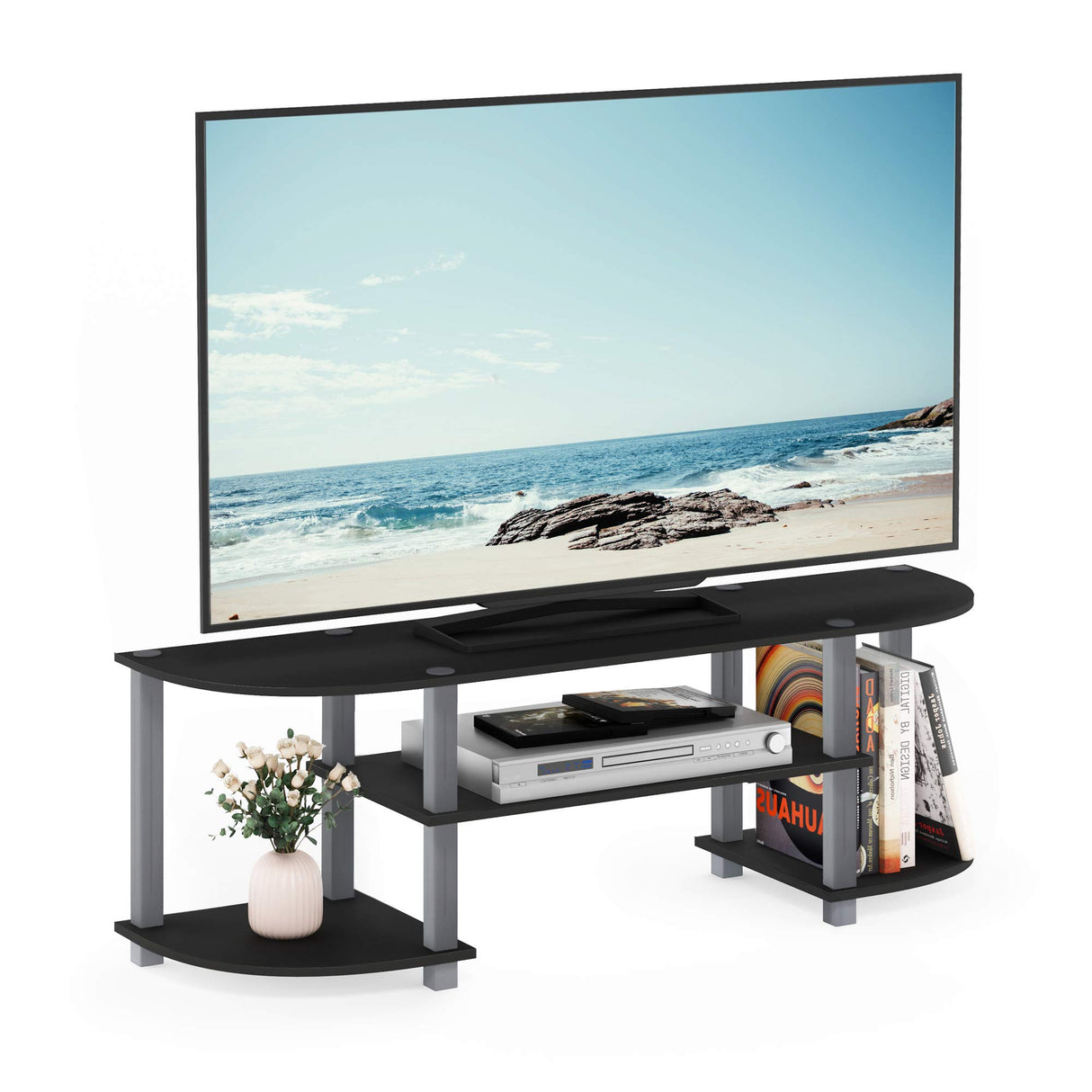 Furinno Turn-S-Tube Wide TV Entertainment Center, Black/Grey Furinno