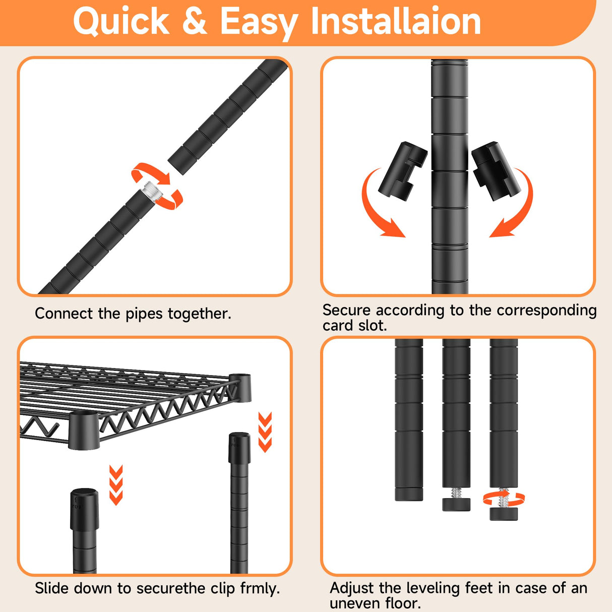 M MZG 5 Tiers Storage Shelves Load 3300LBS, Metal Shelving Wire Metal Shelving Unit Shelves for Storage Adjustable Garage Shelving for Pantry Kitchen Garage Black 17.7" D x 59.1" W x 70.4" H M MZG