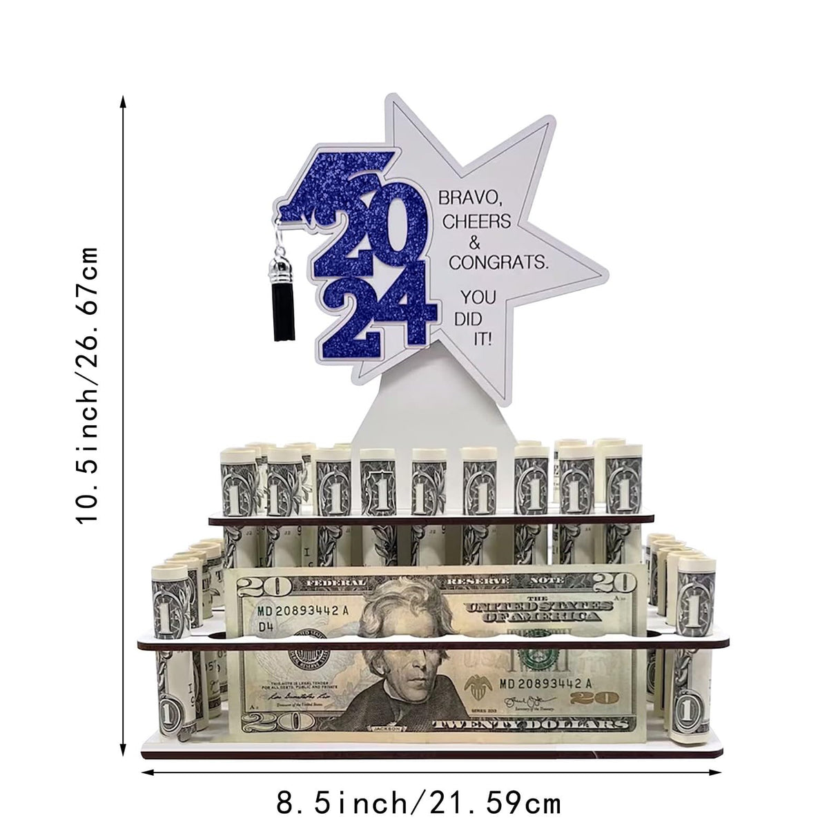 Graduation Money Holder, 2024 High School Graduation Gift Money Holder Congratulation Card Holder Money Cake for Graduation Party Graduation Gift Cake Layered Wallet Ornament-Black Generic