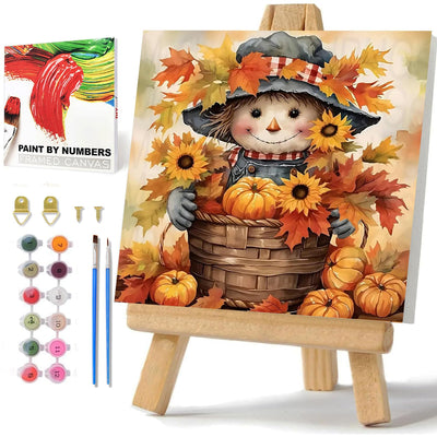 hkejoi Fall Paint by Numbers Kit for Adults Beginner, Fall Paint by Numbers with Frame and Easel, DIY Crafts Painting by Number for Gift Home Wall Decor 9.84x9.84 inch